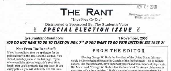 Found Object: The Rant, dated November 1, 2000